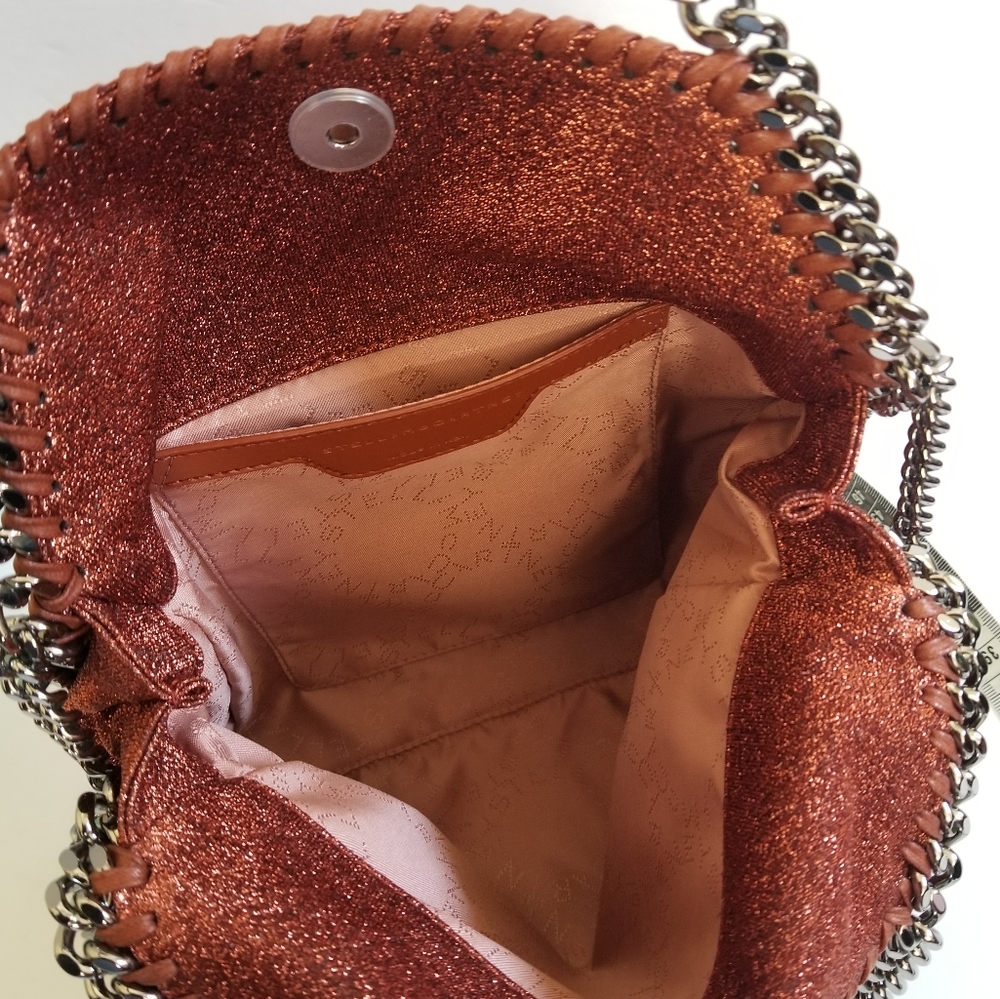 Stella McCartney Lurex Falabella Three Chain Crossbody Bag Rust - Picture 8 of 12